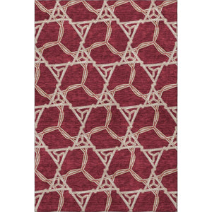 HomeRoots 5' X 8' Burgundy and Gray Geometric Area Rug – Stain Resistant, UV Protected, Easy-Care Design! 675974