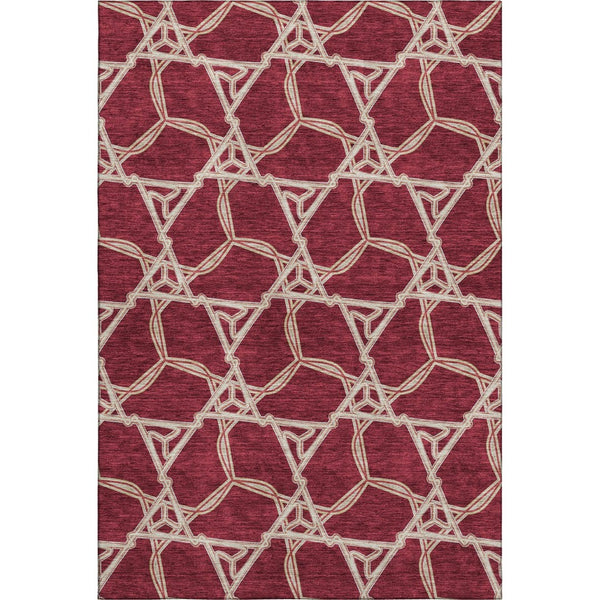 HomeRoots 8' X 10' Stylish Burgundy & Gray Geometric Area Rug – Washable, UV-Protected & Stain Resistant! 675976
