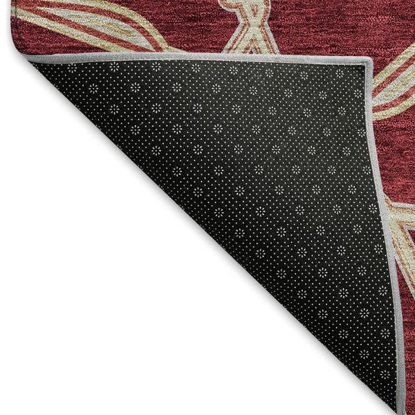 HomeRoots 8' X 10' Stylish Burgundy & Gray Geometric Area Rug – Washable, UV-Protected & Stain Resistant! 675976