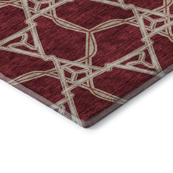HomeRoots 8' X 10' Stylish Burgundy & Gray Geometric Area Rug – Washable, UV-Protected & Stain Resistant! 675976