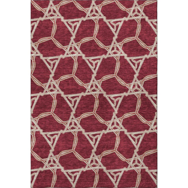 HomeRoots 8' X 10' Stylish Burgundy & Gray Geometric Area Rug – Washable, UV-Protected & Stain Resistant! 675976