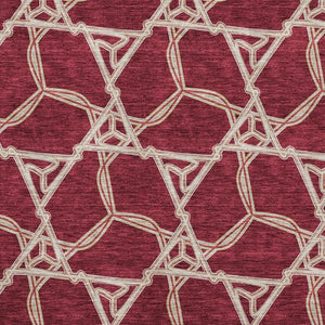 HomeRoots 9' X 12' Burgundy and Gray Geometric Area Rug - Washable, UV Protected, Kid & Pet Friendly Design! 675977