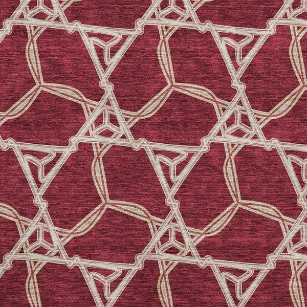 HomeRoots 9' X 12' Burgundy and Gray Geometric Area Rug - Washable, UV Protected, Kid & Pet Friendly Design! 675977