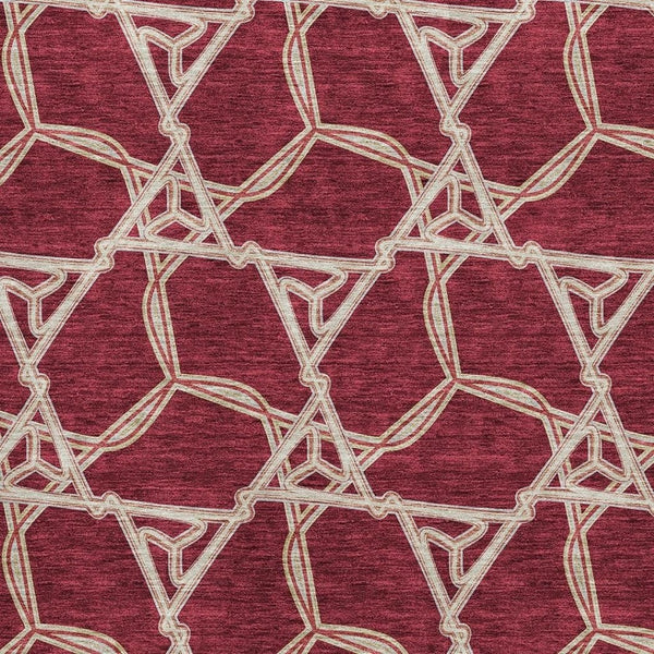 HomeRoots 10' X 14' Burgundy & Gray Geometric Washable Area Rug with UV Protection for Modern Homes 675978