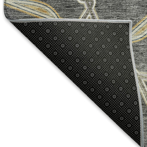 HomeRoots 5' X 8' Charcoal Gold Ivory Geometric Area Rug – Washable, Stain-Resistant & UV Protected for Homes 675980