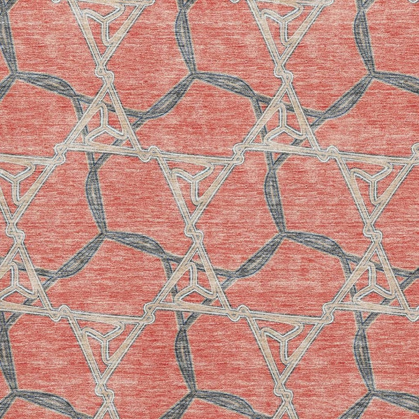 HomeRoots 5' X 8' Coral Beige Taupe Geometric Area Rug - Durable, Washable, UV-Protected for Modern Homes 675986