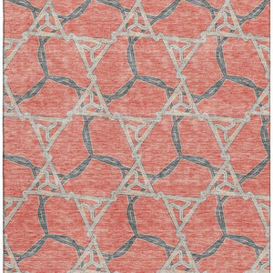 HomeRoots 5' X 8' Coral Beige Taupe Geometric Area Rug - Durable, Washable, UV-Protected for Modern Homes 675986