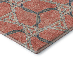 HomeRoots 8' Coral Beige Taupe Geometric Washable Round Rug – Kid & Pet-Friendly, UV Protected, Durable Design 675987