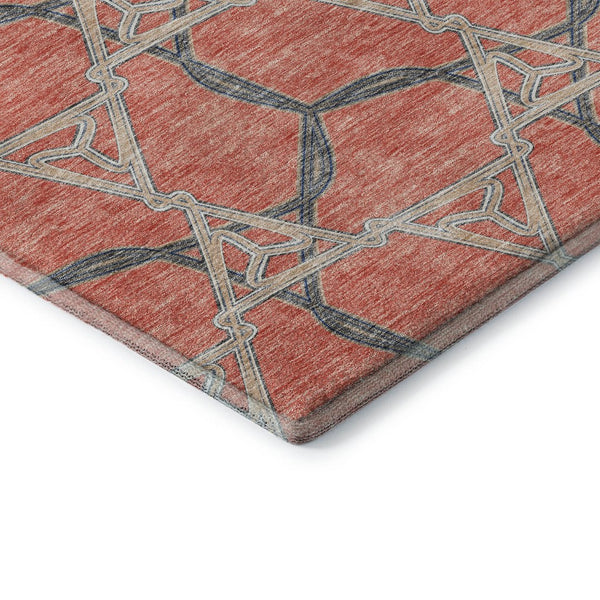 HomeRoots 8' Coral Beige Taupe Geometric Washable Round Rug – Kid & Pet-Friendly, UV Protected, Durable Design 675987