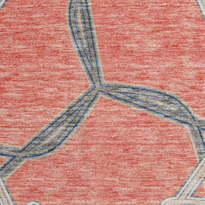 HomeRoots 8' Coral Beige Taupe Geometric Washable Round Rug – Kid & Pet-Friendly, UV Protected, Durable Design 675987