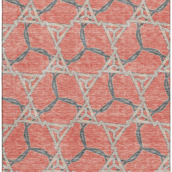 HomeRoots 8' X 10' Coral Beige & Taupe Geometric Washable Area Rug - UV Protected, Stylish & Stain Resistant 675988