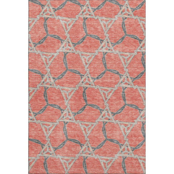 HomeRoots 9' X 12' Coral Beige Taupe Geometric Area Rug - Durable, Stain-Resistant, UV Protected for Style 675989