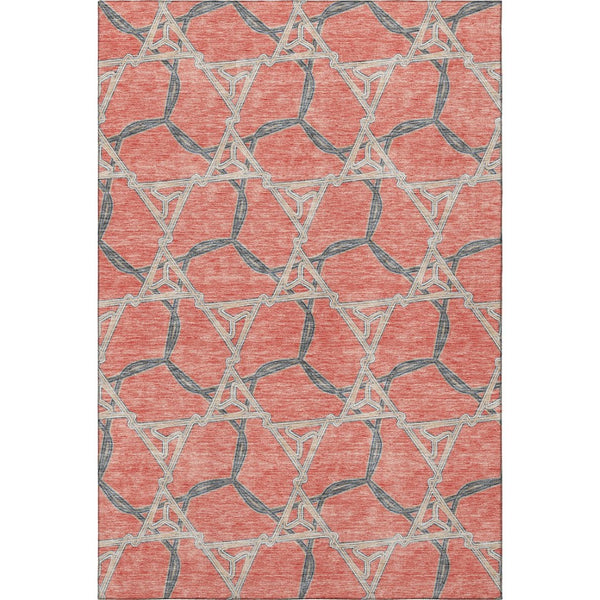 HomeRoots 10' X 14' Coral Beige Taupe Geometric Area Rug - Washable, UV Protected, Durable Design for High-Traffic Areas 675990
