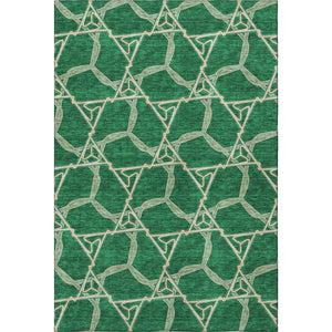 HomeRoots 10' X 14' Emerald Gray & Beige Geometric Area Rug – Durable, Stain-Resistant, UV Protected Style! 675996