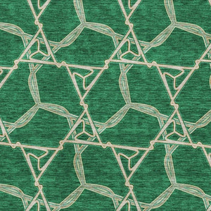 HomeRoots 10' X 14' Emerald Gray & Beige Geometric Area Rug – Durable, Stain-Resistant, UV Protected Style! 675996