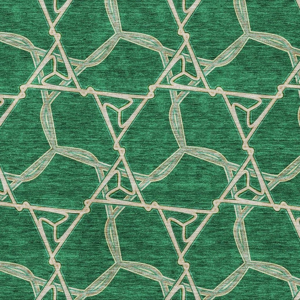 HomeRoots 10' X 14' Emerald Gray & Beige Geometric Area Rug – Durable, Stain-Resistant, UV Protected Style! 675996