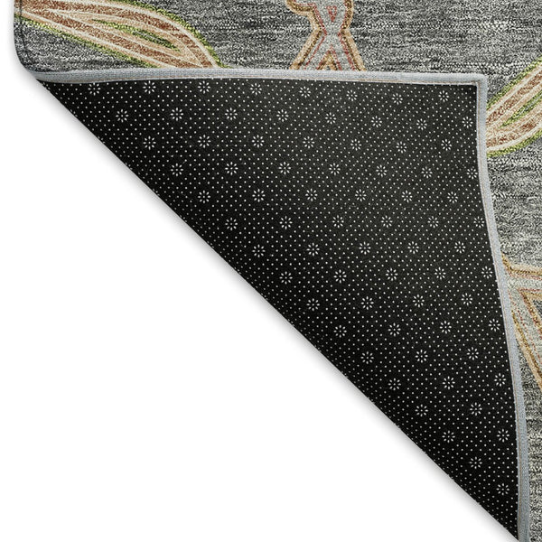 HomeRoots 8' Gray Green And Beige Geometric Washable Round Rug – Durable, Stain Resistant, UV Protected Design 675999