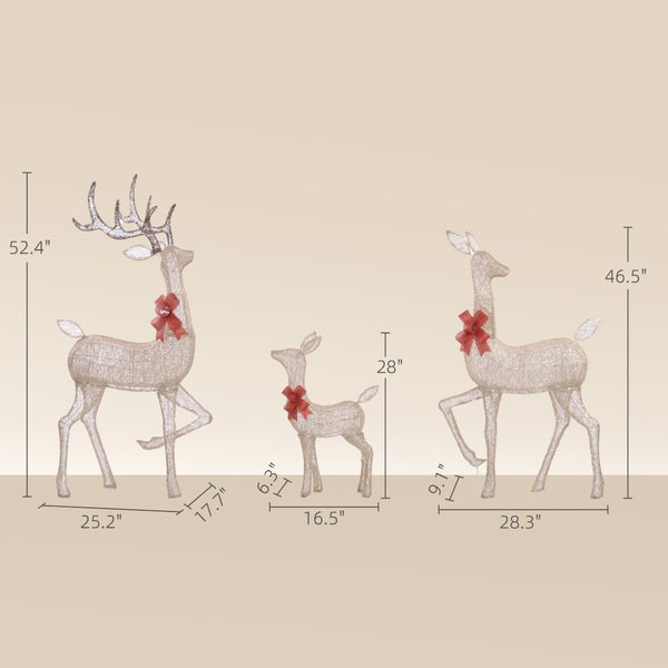 English Elm Outsunny Silver Led Reindeer Family Trio Outdoor Holiday Lawn Decor with Dual Light W2225P249608