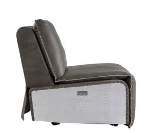 English Elm Metier Gray Top Grain Leather Power Motion Recliner with Aluminum Frame, Foam Comfort, 220 lb Capacity B2726P280176