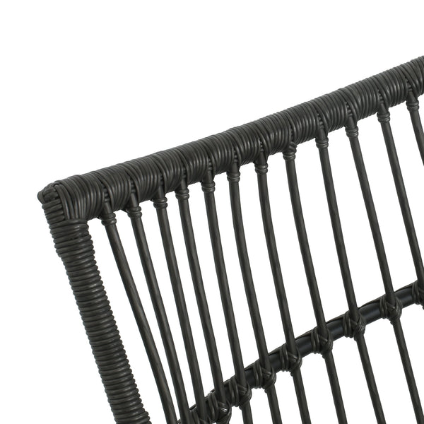 English Elm Christopher Knight Home® - ELAINE Wicker High Back Chair & Cage Side Table Set in Grey — PE Rattan, Water-Resistant Cushions, Retro Papasan Base (2-Piece) N775P188543G