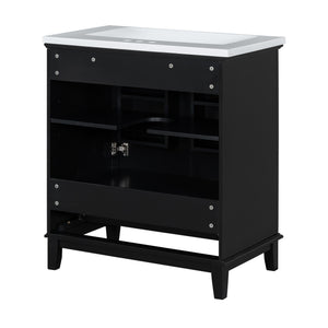 English Elm 30" Bathroom Vanity With Sink Combo - Modern Black Cabinet, Spacious Storage & Durable Design SY999606AAB-6