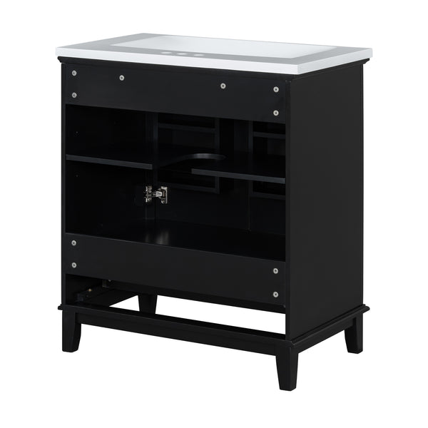 English Elm 30" Bathroom Vanity With Sink Combo - Modern Black Cabinet, Spacious Storage & Durable Design SY999606AAB-6