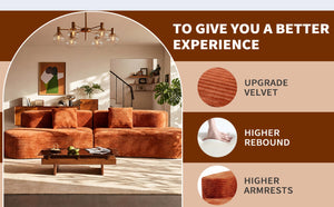 English Elm 108.6-inch Curved Velvet Sectional Frameless Cloud Sofa for Modern Living Spaces W3108P412353