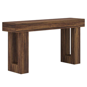 English Elm Practical Geometric Console Table with Matte Black Wood Grain Finish for Entryway or Sofa Rustic Brown T3971P451556