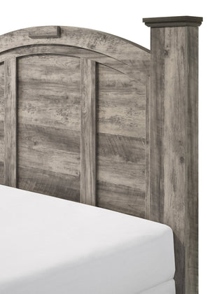 English Elm Contemporary Queen Panel Bed with LED Lighted Headboard, Distressed Textured Wood Finish, Stylish Durable Craftsmanship Gray 68.5 L x 35 W x 11.5 H B011S01572