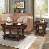 English Elm Living Room Coffee Table Set, Coffee Table & Two End Side Table 3-Piece Set For Office, Living Room, Apartment, Small Space, Easy Assembly, Cherry