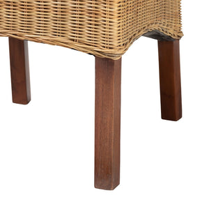English Elm Modern Rattan Woven Mahogany Dining Chair Bohemian Tall Backrest Organic Style B2750P470071