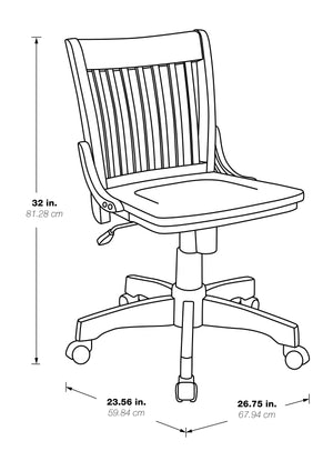 OSP Home Furnishings Deluxe Armless Wood Bankers Chair Fruitwood Finish