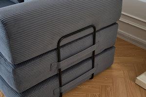 English Elm 59'' Corduroy Floor Sofa Convertible Sleeper with Bolster Pillow for Studio Living Gray W3434P449859