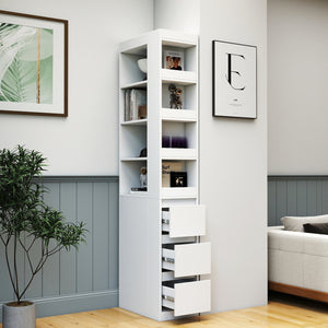 English Elm 70.87" H Modern Wooden Tall Storage Cabinet With 4 Shelves, 3 Drawers For Organized Display & Style W331P281202