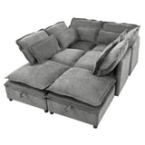 English Elm Double-Layer Cushion Modern Large U-Shaped Modular Sofa, Freely Combinable 6-Seater With Storage Function, Convertible To Sofa Bed, Perfect For Living Rooms, Offices, and Apartments