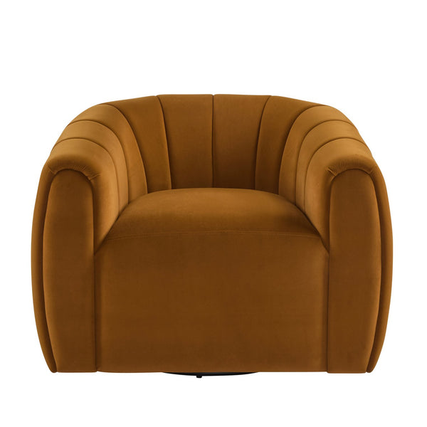 English Elm Christopher Knight Home® - SWIVEL Velvet Club Chair with 360° Rotation, Semi-Circular Tub Design, Plush Iron Frame Comfort Dark yellow 37.8 L x 33.46 W x 27.17 H N776P264952T