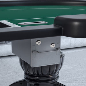 English Elm 96" Oval Poker Table Seats 10 with Waterproof Felt Padded Rail and Dealer Station Green W2748S00029