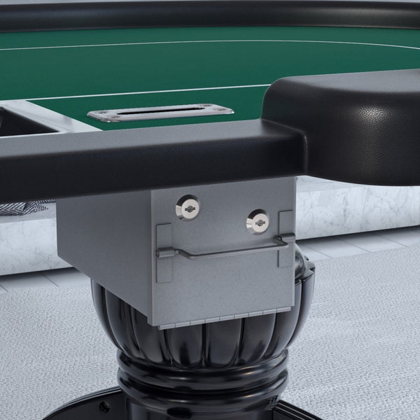 English Elm 96" Oval Poker Table Seats 10 with Waterproof Felt Padded Rail and Dealer Station Green W2748S00029