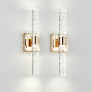 English Elm 17"(H) Contemporary Crystal Wall Light with Bubble Accents, 2-Light LED Sconce for Modern Spaces Gold W1340P225797