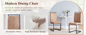 English Elm Table and Chair Set Seats 10 with Marble Mdf Top Brown Fabric Dining Chairs W1151S04444