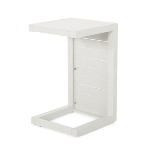 English Elm Christopher Knight Home® - CAPE C-shaped Aluminum Outdoor Side Table for Patio & Poolside — Lightweight, Weather-Resistant Design White 59990.00WHI