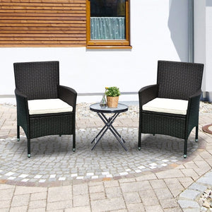 English Elm Outsunny 2-Piece Rattan Wicker Dining Chair Set With Cushions - Stackable, Anti-Slip & Stylish Design W2225P217675-GIGA