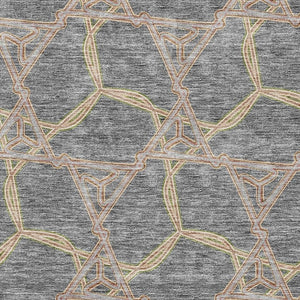 HomeRoots 8' X 10' Stylish Gray Green Beige Geometric Area Rug - Washable, UV Protected, Stain Resistant Design 676000