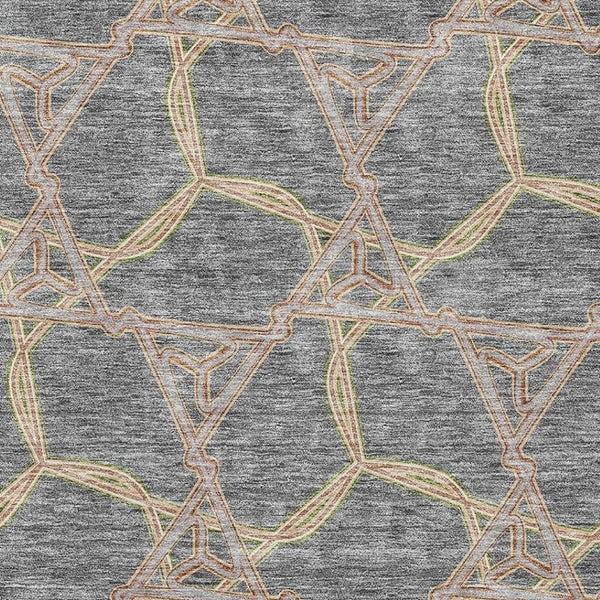 HomeRoots 8' X 10' Stylish Gray Green Beige Geometric Area Rug - Washable, UV Protected, Stain Resistant Design 676000