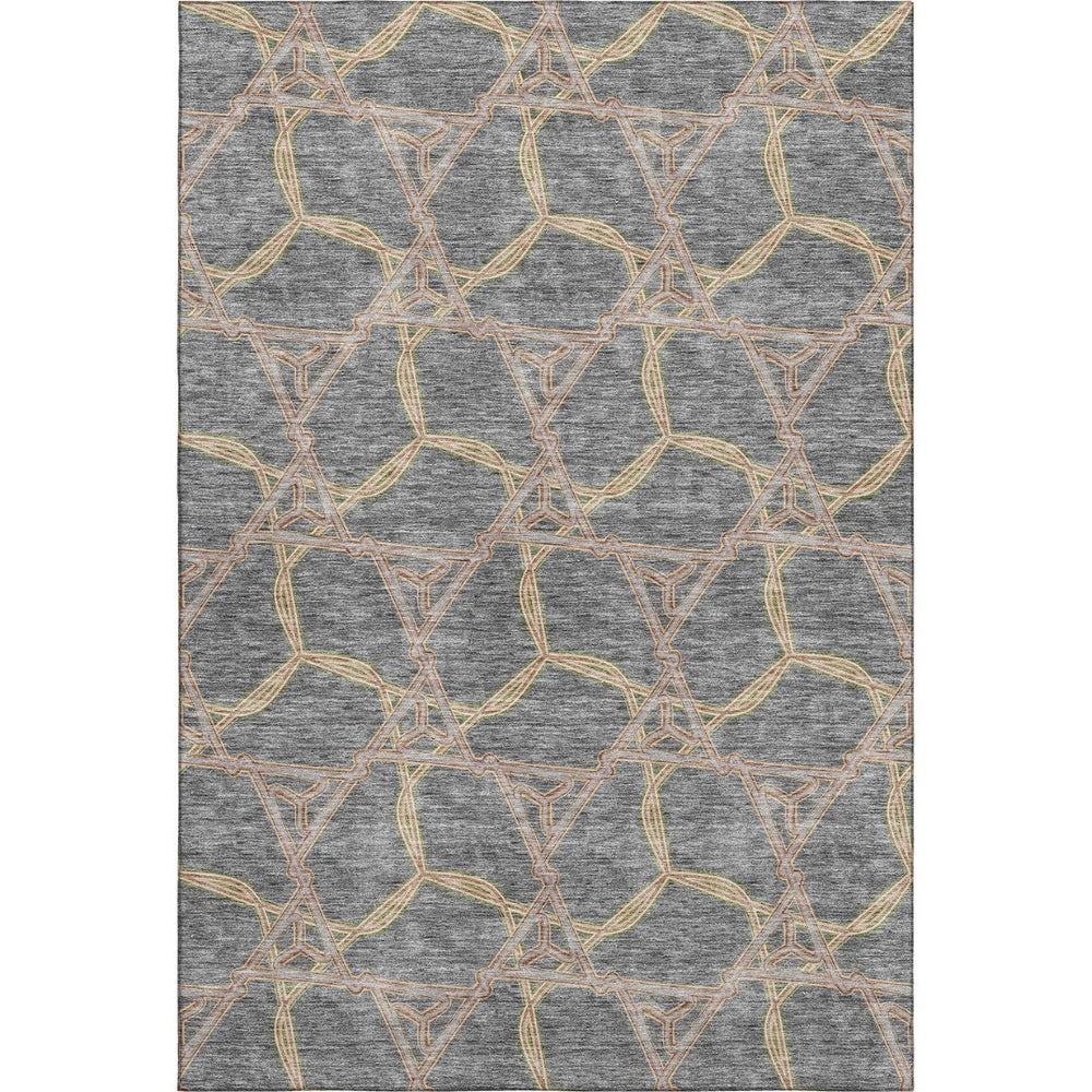 HomeRoots 9' Gray Green & Beige Geometric Washable Area Rug - UV Protected, Stain-Resistant, Durable Design 676001