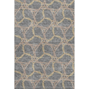 HomeRoots 9' Gray Green & Beige Geometric Washable Area Rug - UV Protected, Stain-Resistant, Durable Design 676001