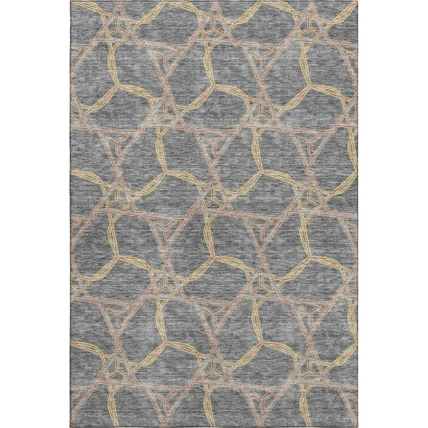 HomeRoots 9' Gray Green & Beige Geometric Washable Area Rug - UV Protected, Stain-Resistant, Durable Design 676001
