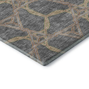 HomeRoots 9' Gray Green & Beige Geometric Washable Area Rug - UV Protected, Stain-Resistant, Durable Design 676001