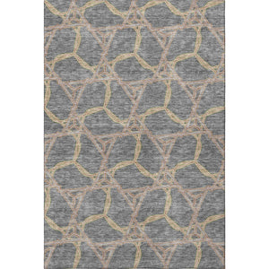 HomeRoots 9' Gray Green & Beige Geometric Washable Area Rug - UV Protected, Stain-Resistant, Durable Design 676001