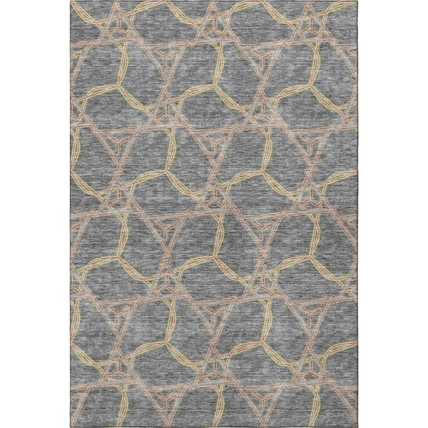HomeRoots 9' Gray Green & Beige Geometric Washable Area Rug - UV Protected, Stain-Resistant, Durable Design 676001